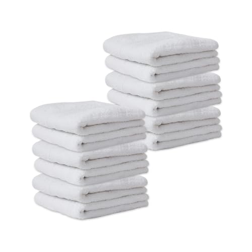 Image of Layers 100% Cotton Face Towels | 450 GSM Soft & Highly Absorbent | Aqua Plush Collection | Pack of 12 Super Soft Towels for Men & Women | 30 x 30 cm - White