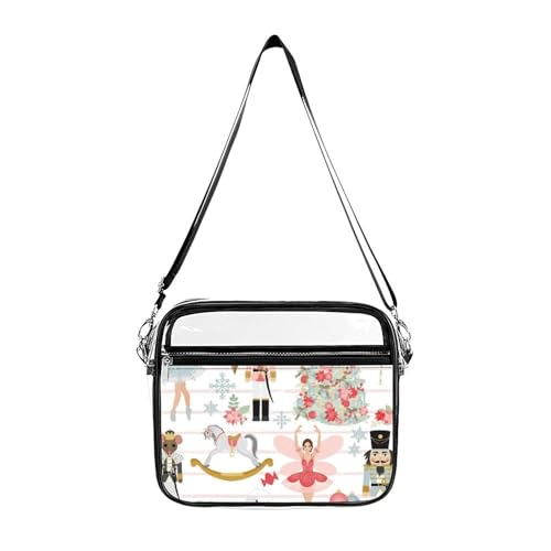 Nutcracker Dream Large Crossbody Bag Clear Stadium Bag Anti-Theft Side Shoulder Bags Messenger Bag with 2 Compartments