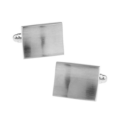 Mancuernillas rectangulares plateadas para hombre KnBoB miniatura 1
