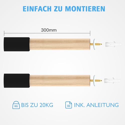 CLOPAE Fahrrad Wandhalterung Holz, Fahrradhalterung Wand mit 22 kg Tragkraft, Wandhalterung Fahrrad für Rennrad, MTB und E-Bike (30CM)