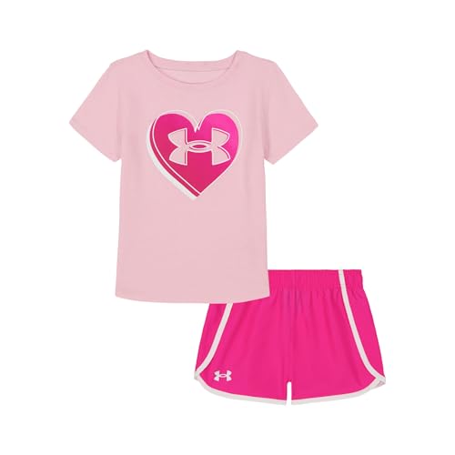 Image of Under Armour Girl's 2-piece Short Sleeve Tee and Shorts Set, Lightweight and Comfortable