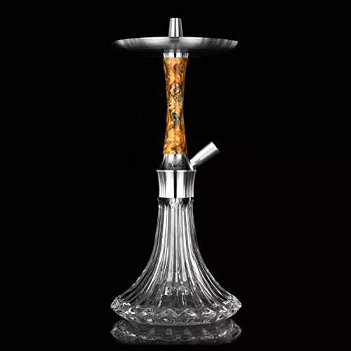 Aladin Shisha Epox 360 Pro Golden Wood, Wasserpfeife mit Edelstahl-Rauchsäule, Diffusor, Schlauch-Set, Kamin-Kopf – Bild 4