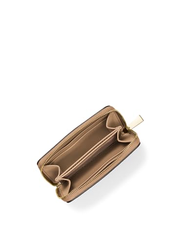 Image of Michael Kors Jet Set Small Zip Around Card Case, Gold-Tone Hardware /Pebble Leather /Husk