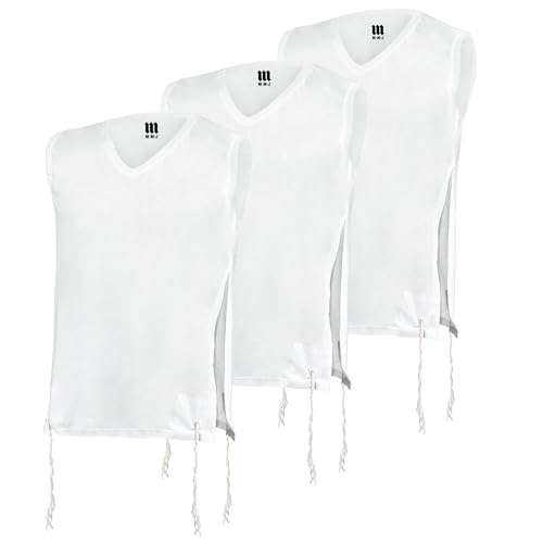 Pack of Tzitzit T Shirt V Neck, Kosher Ashkenazi Tzitzis Judaica 100% Cotton Tallit Katan Men Boys Undershirt for Camp School