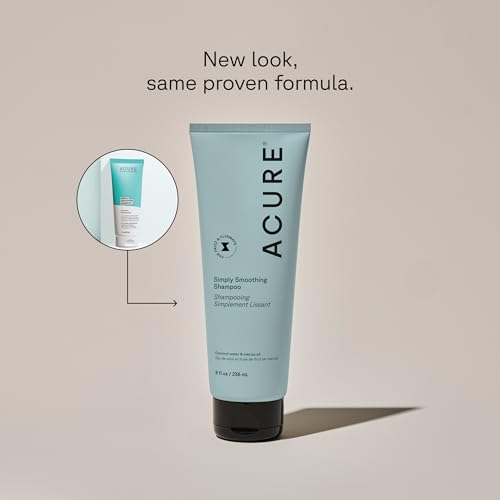 Acure Simply Smoothing Shampoo - Hydrating Anti Frizz Shampoo for Women & Men, Moisturize & Soften Frizzy, Dry, Damaged Hair & Scalp w/ Coconut Water, Vegan, Paraben Free, Sulfate Free - 8 fl oz