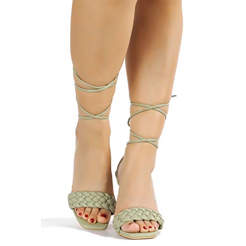 Cape Robbin Curve Sexy Woven High Heels for Women, Square Open Toe Shoes Heels2