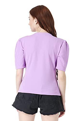 Image of POPWINGS Casual Solid Puff-Sleeves Crop Top for Women || V-Neck Crop Top for Women || Half-Sleeves Summer Crop Top for Women || Crop Tops for Women Fancy Crop Top for Women