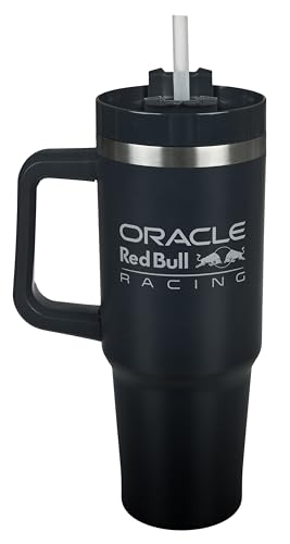 Undercover - Taza de vacío Oracle Red Bull Racing con pajita - 880ml de capacidad - Taza de acero inoxidable con asa - Sin BPA