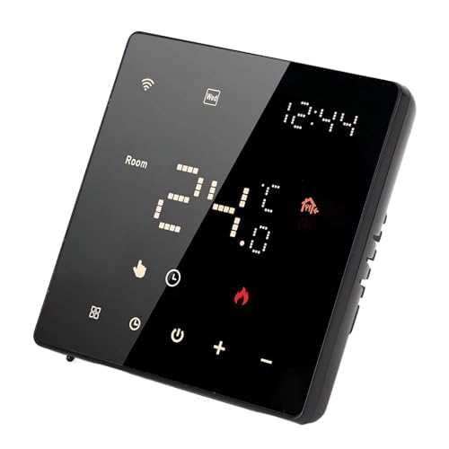 Thermostat with App Control, Screen, 7 Day Schedule, Sharing Function, Wide Compatibility for Systems (16A Electric Floor Heating)