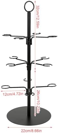 Mobile Storage Rack Freestanding Display Rack Tool Pegboard Garage,Metal Champagne Tower Stand 3 Tier Display Rack with 12 Holders for Wine Glasses Perfect for Cocktails Martinis Margaritas image 4