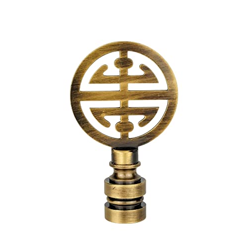 Image of Royal Designs, Inc. Oriental Happiness Symbol Finial for Lamp Shade, Antique Brass - Pack of 1