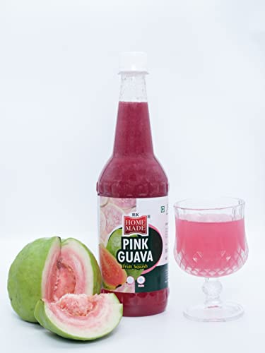 Image of RK HOME MADE NATURAL SYRUP | Pink Guava Syrup Concentrated Syrups & Squash | Gluten Free | 100 % Vegan & Low Fat | A Perfect Drink For House Parties, Picnics, And Road Trips To Everyone's Delight 750 - Ml