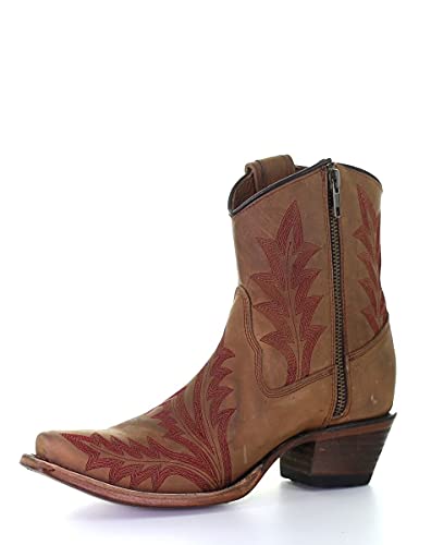 Corral Boots Circle G Ladies Sand Embroidery and Zipper Ankle Boot L5703 (numeric_6_point_5)2