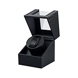 Mcbazel Single Watch Winder, Ultra Quiet Japanese Motor Automatic Watch Winder Box with Multiple Rotation Modes, Premium Watch Winder for Automatic Watches (AC/ Battery Powered) - Black with Crocodile Pattern