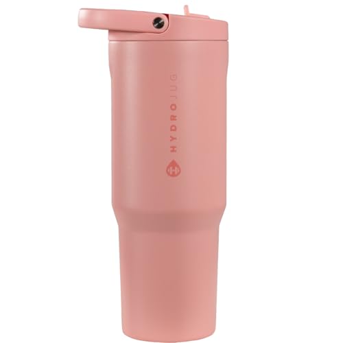 Image of HydroJug Sport - Stainless Steel Tumbler with Straw, Vacuum Insulated, 40oz Leakproof Water Bottle, Ergonomic Design, Reusable, Dishwasher Safe, Rubber Base, Durable for Gym or Outdoors, Tulip