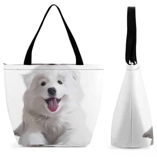 Sac de shopping polyvalent chien blanc pour femme en voyage actif