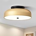 ONESMING Dimmable LED Ceiling Light Fixture, 2700K-6000K 5CCT Modern Mid-Century Semi Flush Mount Ceiling Light, Gold Close to Ceiling Lamp for Kitchen, Laundry Room, Bedroom, Hallway, 11.8in