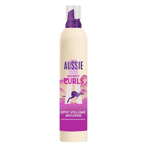 Aussie Bouncy Curls Epic Volume Mousse 200ml. Strong Hold and Definition Heat Protection for Curly Wavy Hair with 24H Frizz Protection. With Australian Macadamia Nut Oil. Vegan and Cruelty-Free
