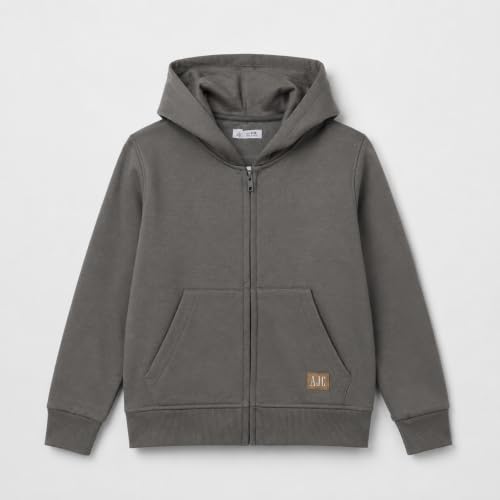 Image of Alan Jones Clothing Boys Hooded Sweatshirt | Full Zip Closure | Full Sleeves | Kangaroo Pocket | Regular Fit | Winter Jacket for Boys | Age 5-16 Years