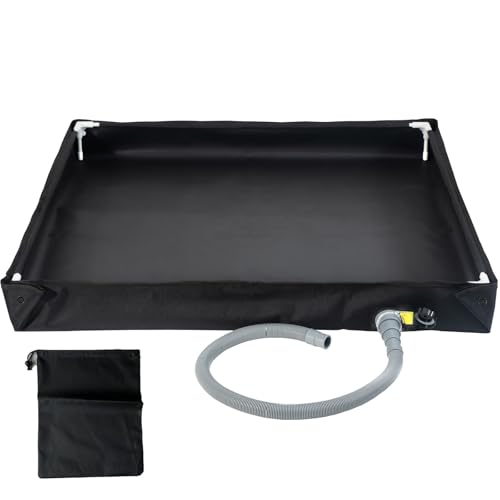 UROUK Plato de ducha portátil, base de ducha plegable para exteriores con desagüe y bolsa de almacenamiento, bandeja de ducha para autocaravana, base de ducha para exteriores e interiores (80 x 80 x