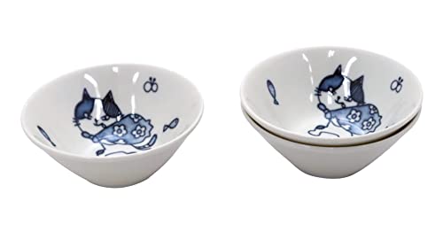 キャッスルエンタープライズ 日本製 美濃焼 【Amazon.co.jp限定】【業務用 セット】やっぱり猫が好き(猫皿) もっとねこ-まるけ スタコラサッサ 反らし型 3.8鉢 3個