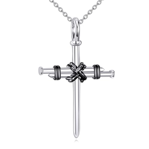 Collier croix homme en argent sterling 925 anti-allergie sans gemme