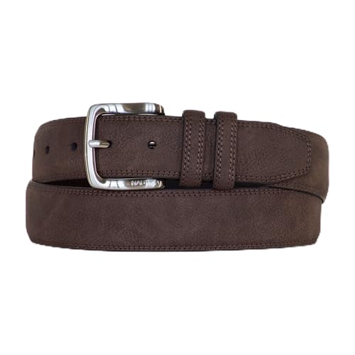 Image of Nautica Men's Casual Leather Belt | Everyday | Classic | Pants | Jeans | Khakis | Chinos | Metal Buckle