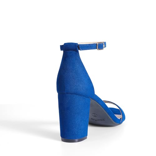 DREAM PAIRS DREAM PAIRS Women's Chunk Low Heel Pump Sandals,Size 8,Royal/Blue,CHUNK
