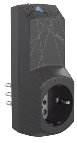 Bticino S3623GC Presa Smart WiFi, Presa Intelligente Italiana da Muro, Monitoraggio Energia da App, Controllo Vocale, Funzione Timer, Compatibile con Alexa e Google Home, Spina Piccola 10A, Nero