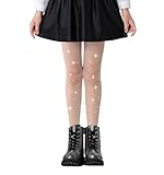 MIREAZW Girls Sparkle Fishnet Tights Toddler Glitter Gold Tights Rhinestone Stockings For Kids Halloween Accessories Nude 7-14 Years