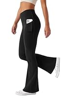 Friptspyg Hosen Damen mit Taschen Schlag Yogahose Hoher Taille Sporthose Elastische Freizeithose,Schwarz L