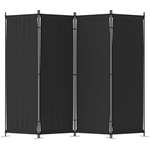 Morngardo Room Divider, Folding Privacy Screens, 4 Panel Room Partitions, 88″ Foldable Wall Dividers, Portable Separating for Home Office Bedroom Dorm Decor (Black)