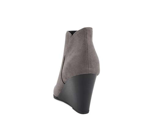 Image of Soda Ability - Mid Ankle Bootie w /Split Shaft and Zipper Stacked Wedge Heel