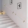 2 Pack Acrylic Handrail for Indoor Stairs, Lucite Transparent Staircase handrail, Wall Mount Railing with Golden Brackets(3.3ft/100cm Length, Dia 1.6"/40mm)