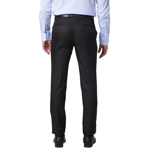 Image of Raymond Slim Fit Poly Viscose Blend Structure Pattern Flat Front Formal Trouser