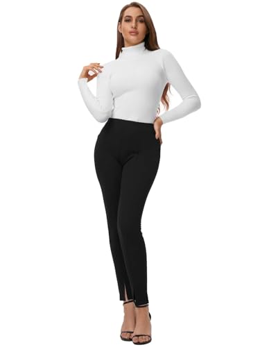 Women's Split Hem Skinny Pants High Waisted Business Casual Trousers