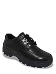 Chums Men's Leather Wide Fit Walking Shoes, Lace Up, Cushioned Insole & Grip Sole for Supportive Everyday Comfort Black 12 UK