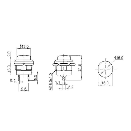 Bouton-poussoir momentané 16mm pour vos montages électriques - 7