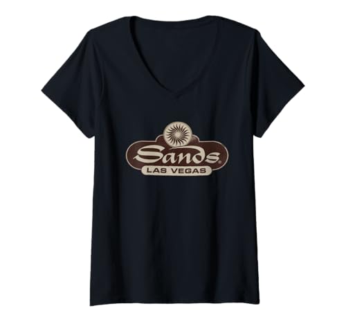 Damen Sands Hotel Casino Vintage Schild Retro Las Vegas T-Shirt mit V-Ausschnitt