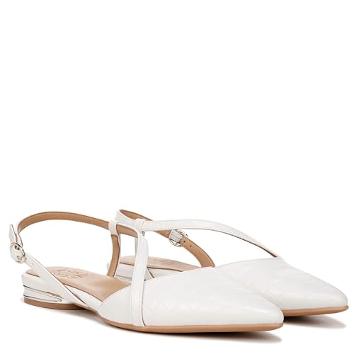 Naturalizer Womens Hawaii Pointed Toe Slingback Flats Warm White Faux Croco 9 M
