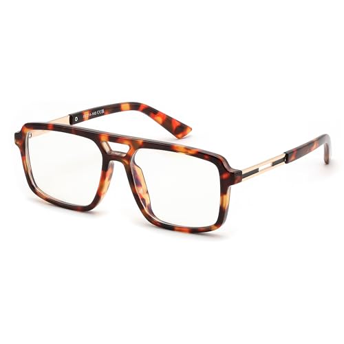 Image of FEISEDY Retro Aviator Blue Light Glasses for Men Women Square Frame Computer Reading /TV /Phones Glasses B0209