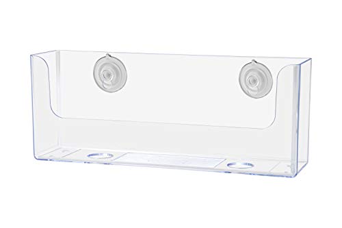 Marketing Holders Suction Cup Brochure Holder 8.5 Inch Wide Literature Display for Windows or Glass Walls Clear Acrylic Printed Material Document Booklet Pocket Rack