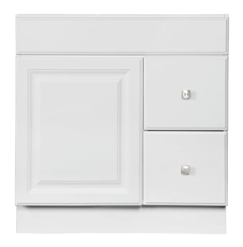 Design House 597203 Wyndham Unassembled Bathroom Vanity Cabinet Without Top, 30 X 18/1 Door, 2 Drawer, White #TOP5