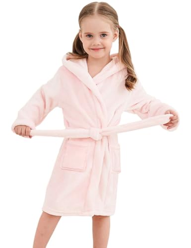 Umeyda Girls & Women Fleece Hooded Robes, Soft Fuzzy Bathrobe Warm Plush Fluffy Bath Robe for Kids Womens
