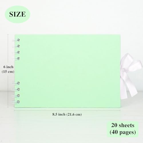 Álbum de fotos para scrapbook, 40 páginas blancas, libro de recuerdos 6 x 8,5 pulgadas, libro de visitas para baby shower, boda o viajes, color verde, con pegamento en esquinas miniatura 3