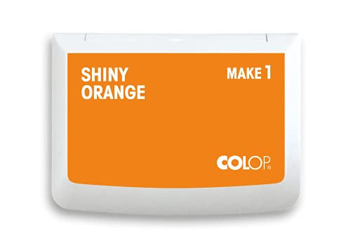 COLOP Make Series, almohadillas para sellos de tinta, con tinta premium no tóxica, a base de agua, sin ácidos (naranja brillante, marca 1-1-15/16 pulgadas x 3-1/2 pulgadas)