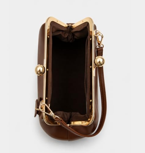 Image of Slouchy Kiss Lock Crossbody Bags Women Crescent KissLock Cross Body Hobo Shoulder Purses Kiss Clasp Hobo Handbags Wallet