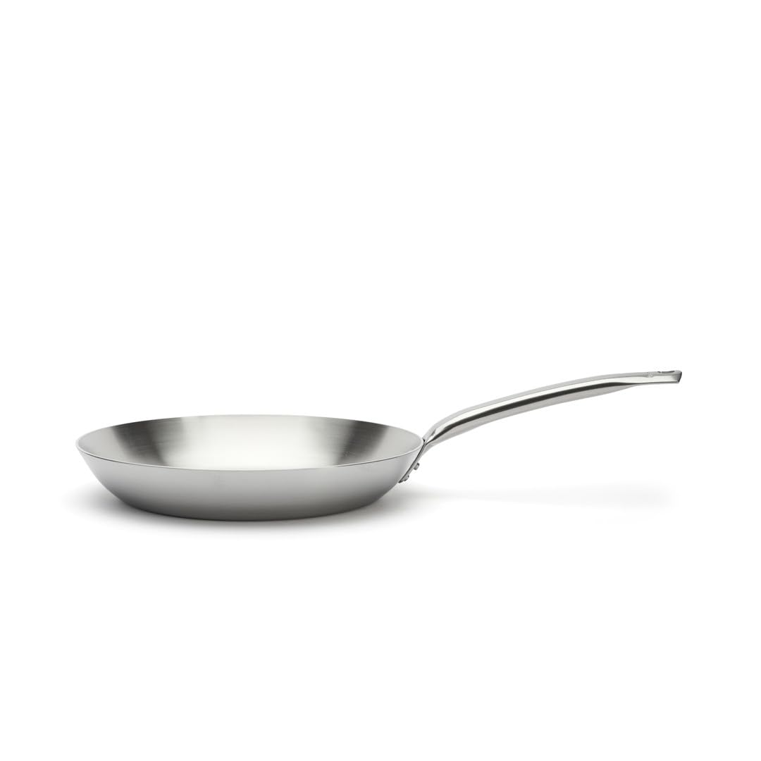 De Buyer - Poêle à frire en inox 3 couches ALCHIMY - 32 cm - Fabriquée en France, Maîtrise de la Cuisson, Inox 18/10, Tous Feux + Four, Finition Poli Brossé