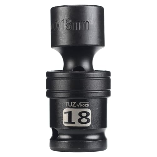 Image of 1 /2 inch Drive Universal Swivel Impact Socket, Shallow Universal Joint Swivel Socket with Flexible Wobble, CR-MO Steel, 6 Point, Metric 18mm