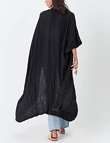 Bsubseach Embroidery Bathing Suit Cover Ups for Women Half Sleeve Beach Kimono Swimsuit Coverup2